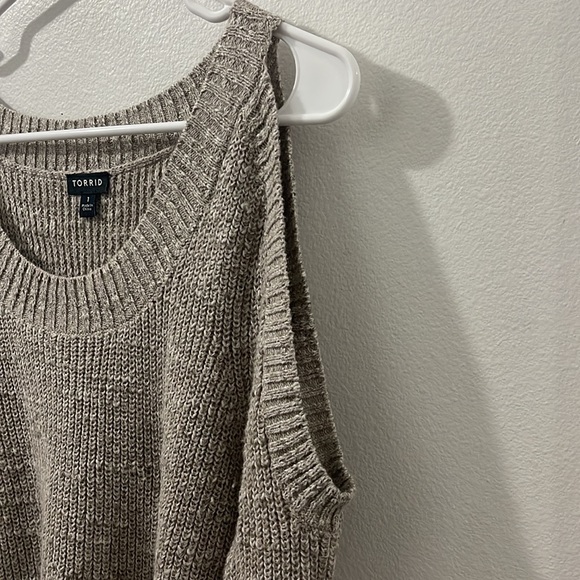 Cream Open Shoulder Torrid Pullover Sweater - Picture 4 of 5